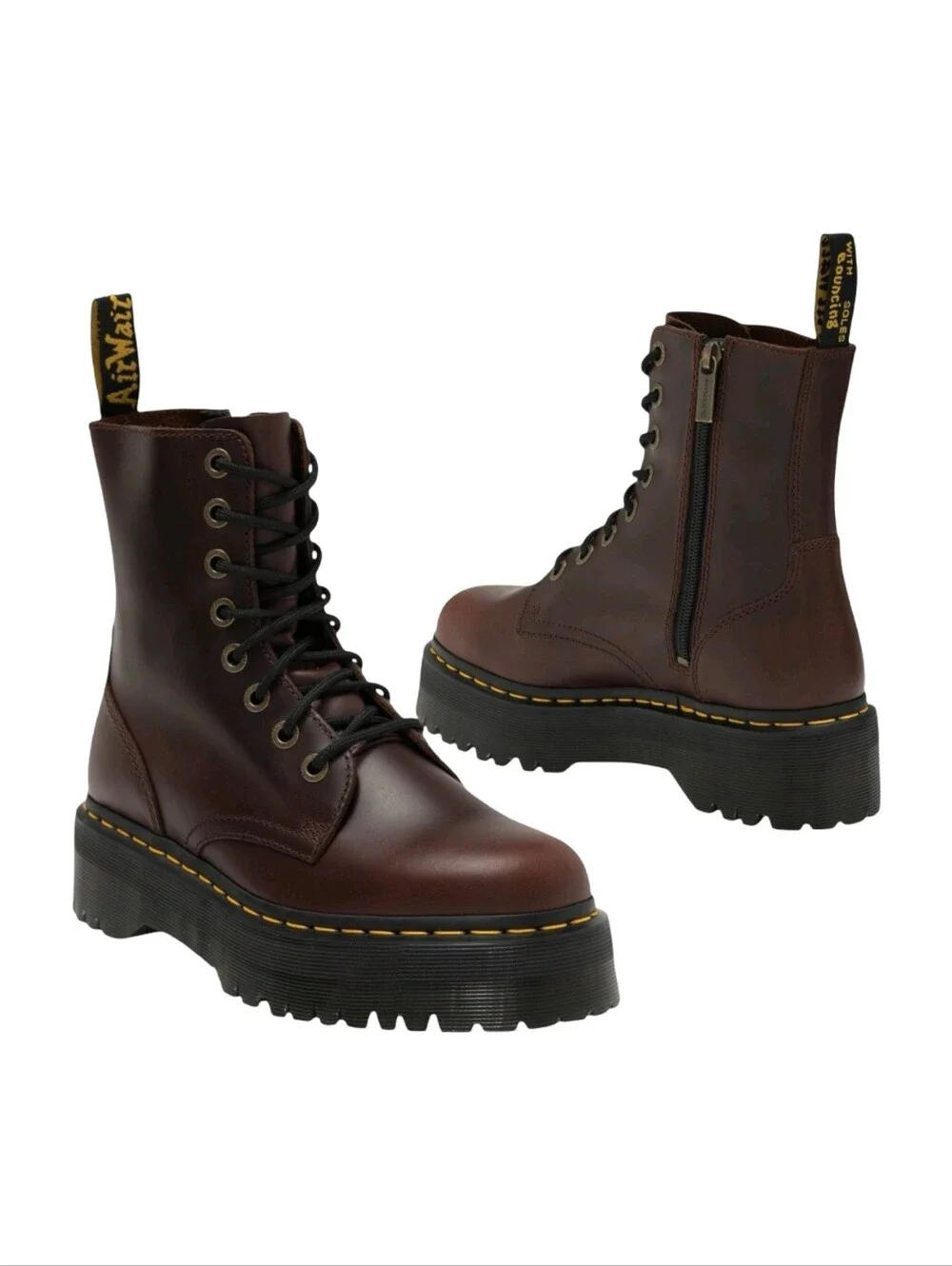 Dr. Martens Jadon Platform Leather Combat Boots Dark Cherry Brown Men's 11